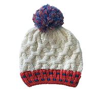 Heatwave Rio Womens Chunky Knit Bobble Hat Designer Beanie Pom Pom Hats Winter Ski Stylish Warm Perfect Headwear for Cold Weather Outdoor Activities, White