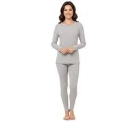 Heatwave Thermalwear Women Thermal Underwear Set Base Layer Long Sleeve Top Ultra Soft Long Johns Bottom Ladies warm for Cold Weather Outdoor Sports Hiking Skiing, Marl Grey UK 18-20