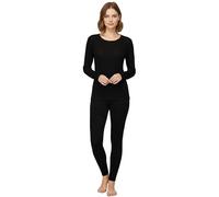 Heatwave Thermalwear Women Thermal Underwear Set Base Layer Long Sleeve Top Ultra Soft Long Johns Bottom Ladies warm for Cold Weather Outdoor Sports Hiking Skiing, Black UK 22-24