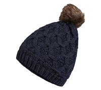 Heatwave Women Warm Chunky Beanie Hat Waterproof Cross Cable Knit Thinsulate Pom Pom Bobble Thermal Hats Fleece Liner Head Wear Soft for Cold Weather LA278(Petrol)