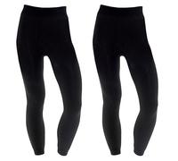 Heatwave Womens 2 Pack Animal Velvet Plush Leggings Black Thermal High Waist Stretch Soft Brushed Winter Warm Pants for Cold Weather, L/XL