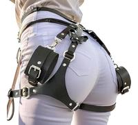 Heavelove Punk Leather Thigh Harness, Faux Leather Waist Chain Beltfor women's and girls' jewelry belt body chains for Halloween Punk Waist Chain Belt (Black)