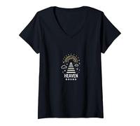 Heaven Bound: Inspirational Spiritual Travel Graphic, Jesus V-Neck T-Shirt, Women, Black, XL