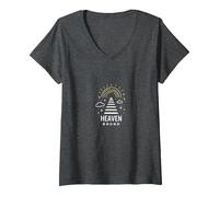 Heaven Bound: Inspirational Spiritual Travel Graphic, Jesus V-Neck T-Shirt, Women, Dark Heather Grey, S