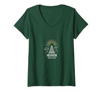 Heaven Bound: Inspirational Spiritual Travel Graphic, Jesus V-Neck T-Shirt, Women, Forest Green, L