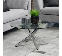 Heaven Coffee Table - Round - Glass and Chrome - with Star Legs