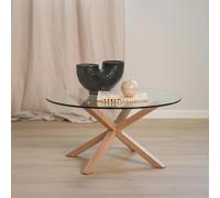 Heaven Coffee Table - Round - Glass and Oak - with Star Legs
