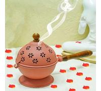 Heaven Decor Incense Burner, Loban Burner with Handle, Dhoop Dhuni Burner Sambrani Dhoop, Resin & Home Office Temple Prayer Butler (Large)