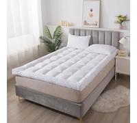 Heaven High Supersoft Mattress Topper Super Kingsize Bed - 1100 GSM Filling 4 Inch (10cm) Thick Mattress Topper with Elasticized Corner Straps - White (Super King 183x200 cm)
