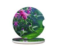 Heaven Hummingbird Patterned Car Cup Coasters (Pack 2), ceramic material, suitable for car and truck cup holders