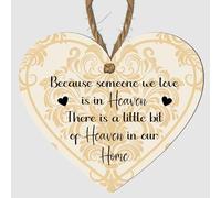"Heaven in Our Home" Heart-Shaped Memorial Plaque - Available in Blue, Pink, Grey, and Gold - Perfect Sympathy Gift, Size 10cm x 9cm (Gold)