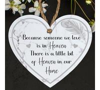 "Heaven in Our Home" Heart-Shaped Memorial Plaque - Available in Blue, Pink, Grey, and Gold - Perfect Sympathy Gift, Size 10cm x 9cm (Grey, Medium: 15 cm (H) × 13 cm (W))
