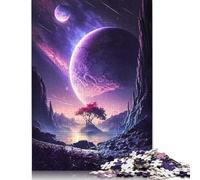 Heaven Lake Space 500 Pieces Wooden Jigsaw Puzzles Unique Puzzle Creative Jigsaw Puzzles Gift for Adults,Family Game Challenge Activity 500pcs (52x38cm)