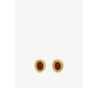 Heaven Mayhem Womens Heaven Mayhem Prize Brass Stud Earrings Gold/Burgundy