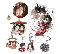 Heaven Official's Blessing Bookmark Set Hua Cheng Xie Lian Acrylic Stand Decoration Anime Keychains Cosplay Accessory Pins with Stickers 16 Pcs