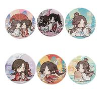 Heaven Officials Blessings Badges 6pcs set Cute Xie Lian & Hua Cheng Figure Brooch Pin Backpack Decor Accessories Tian Guan Ci Fu Fans Collection
