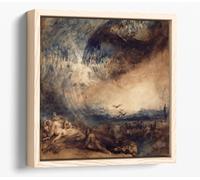 Heaven Opened, 1850 by George Jones Canvas Floater Frame Square Print Picture Art - Light Oak Frame 16 inch wide x 16 inch high