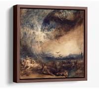 Heaven Opened, 1850 by George Jones Canvas Floater Frame Square Print Picture Art - Walnut Frame 16 inch wide x 16 inch high