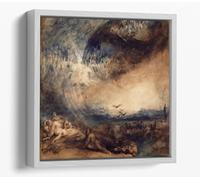 Heaven Opened, 1850 by George Jones Canvas Floater Frame Square Print Picture Art - White Frame 16 inch wide x 16 inch high
