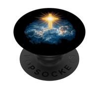 Heaven Radiant Cross Holy Light Shining Through Clouds PopSockets Adhesive PopGrip