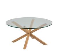 Indoor Furniture Group Heaven Round Coffee Table With Smoked Glass Top And Oak Legs, Multi