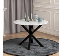 Heaven Round Dining Table - 4 Seater - 110cm - White Marble Effect - with Star Legs