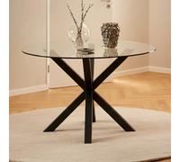 Heaven Round Dining Table - 4 Seater - 119cm - Glass - with Black Star Legs