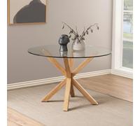 Heaven Round Dining Table - 4 Seater - 119cm - Glass - with Oak Star Legs