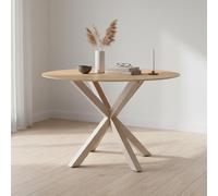 Heaven Round Dining Table - 4 Seater - 119cm - Oak and Glass - with Star Legs