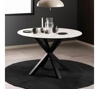 Heaven Round Dining Table - 4 Seater - 119cm - White Ceramic - with Star Legs