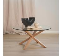 Heaven Round Dining Table - 4 Seater - Round - Glass and Oak - with Star Legs