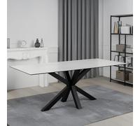 Heaven Round Dining Table - 8 Seater - 200cm - White Ceramic and Black - with Star Legs