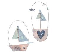 Heaven Sends 2 x Nautical Wooden Hanging Sailing Boat Decorations