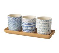 Heaven Sends 3 Round Ceramic Blue Pots Planter Home Decoration Plate