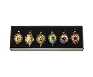 Heaven Sends 6 Multicolored Hanging Ornaments Box Set - Retro Oval Shaped - Unscented - Christmas & Celebratory Occasions