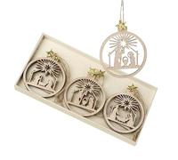 Heaven Sends Assorted Wooden Nativty Hanging Christmas Decoration Pack of 9-8cm - Christmas Decoration For Home - Gift Idea for Christmas - Hanging Christmas Ornaments - Christmas Tree Decorations