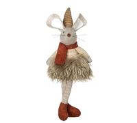 Heaven Sends Autumn Mouse Plush Decoration - Soft Standing Mouse Figure with Faux Fur Skirt and Scarf - Harvest Fall Home Decor Ornament