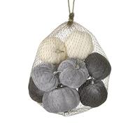 Heaven Sends Bag of Cream and Grey Velvet Pumpkin Halloween Decorations