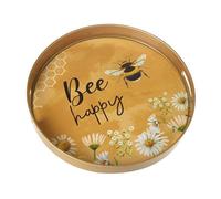 Heaven Sends Bee Happy Round Decorative Tray 33 X 33 X 4 Cm, Yellow Bee Design
