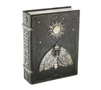 Heaven Sends Black Halloween Spells Book - Decorative Faux Spellbook Storage Box with Skull and Moth Design - Gothic Halloween Display Ornament