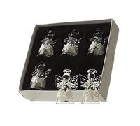 Heaven Sends Box of 6 Small Glass Angel Christmas Tree Decorations with White Flower Band (4.5cm)