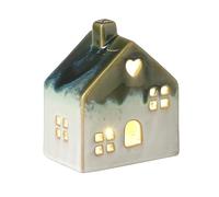 Heaven Sends Ceramic Tea Light House - White Porcelain Candle Holder with Cut-Out Windows & Heart Detail - Light Up Christmas Decoration for Mantel, Shelf or Table Display