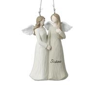 Heaven Sends Christmas Angel Sister Hanging Decorations - 7x3.8x10.2cm - White - Christmas Decoration For Home - Gift Idea for Christmas - Hanging Christmas Ornaments - Christmas Tree Decorations