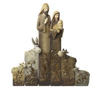 Heaven Sends Christmas Decor Nativity Scene With Mary, Jesus, Joseph, Cow, Donkey & 2 Sheep With Gold Highlights