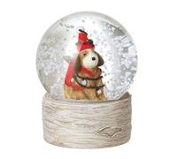 Heaven Sends Christmas Dog With Fairy Lights Snow Globe - Rustic Multi-Colour Christmas Decoration, 6 X 8.5 Cm