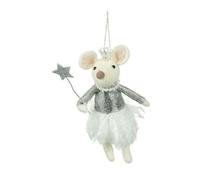 Heaven Sends Christmas Fairy God-Mother Mouse Wool Tree Decoration, 15.5 X 7 X 5 Cm