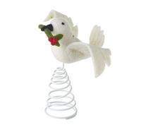 Heaven Sends Christmas Felt Dove With Holly Wire-Bound Christmas Tree Topper, 18 X 9 Cm