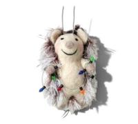 Heaven Sends Christmas Felt Hedgehog Decoration With Multi-Coloured String Lights, 13 X 7.5 Cm
