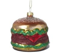 Heaven Sends Christmas Festive Glass Burger Hanging Decoration, Small 7 X 6.5 Cm, Multicolour With Gold Twine