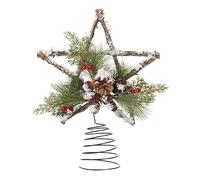 Heaven Sends Christmas Fir Cone Star Tree Topper, 20 cm, with Pinecones and Berries